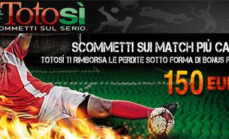 Bonus Totosì: rimborso delle scommesse perdenti fino a 150 euro
