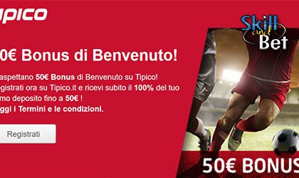 Bookmaker Tipico.it: bonus scommesse 100% sul primo deposito fino a 100€